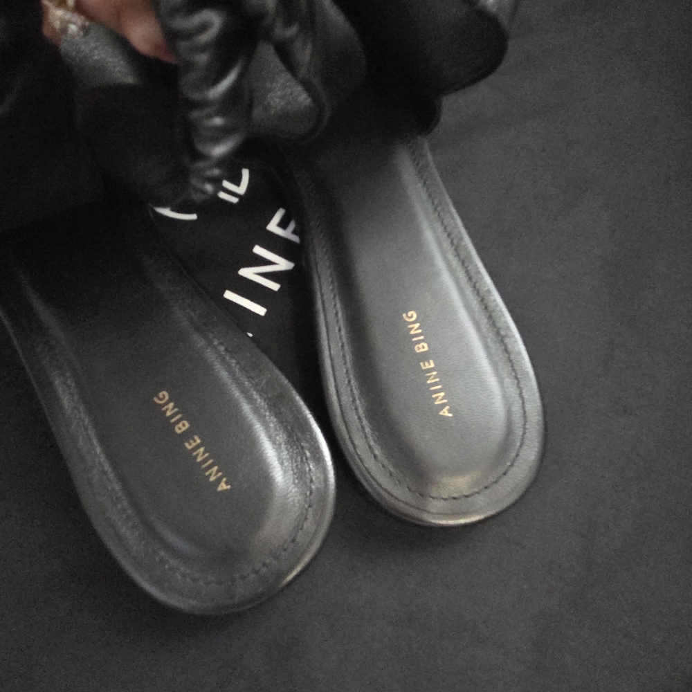 Anine Bing Hilda Slingback Black Leather Flats - Picture 8 of 12